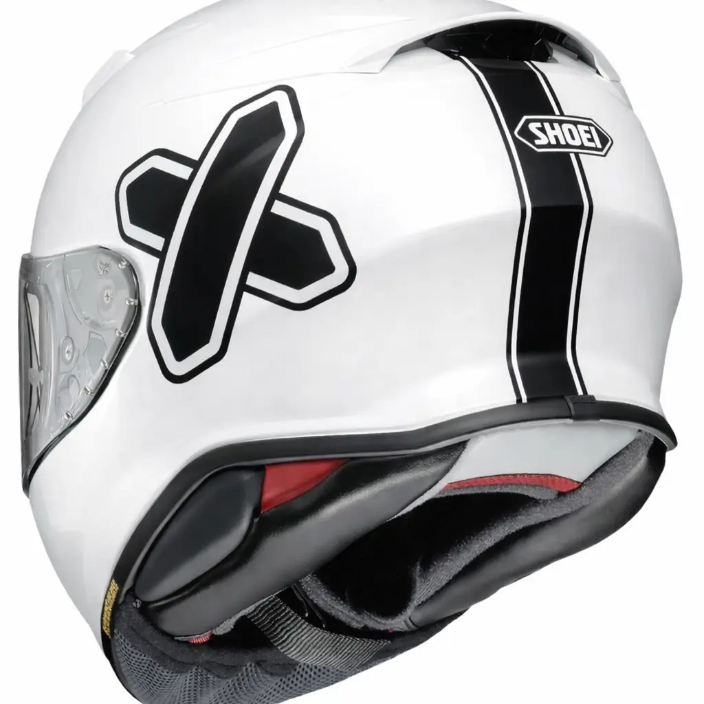 Casque blanc personnalisé avec un motif graphique noir