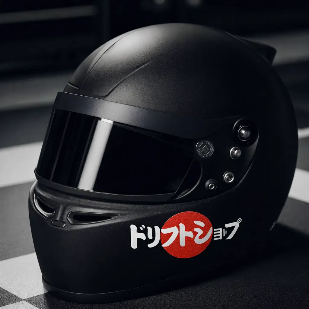 Casque noir mat personnalisé avec un sticker en caractères japonais