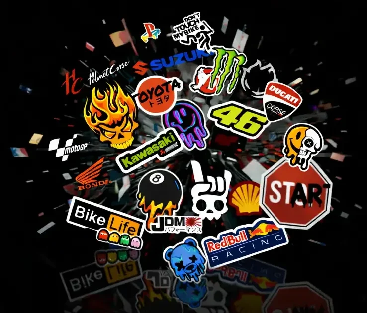 Composition de stickers personnalisés moto et karting